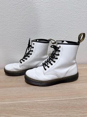 White Dr. Martens Zavala Air Wair Combat Boots
